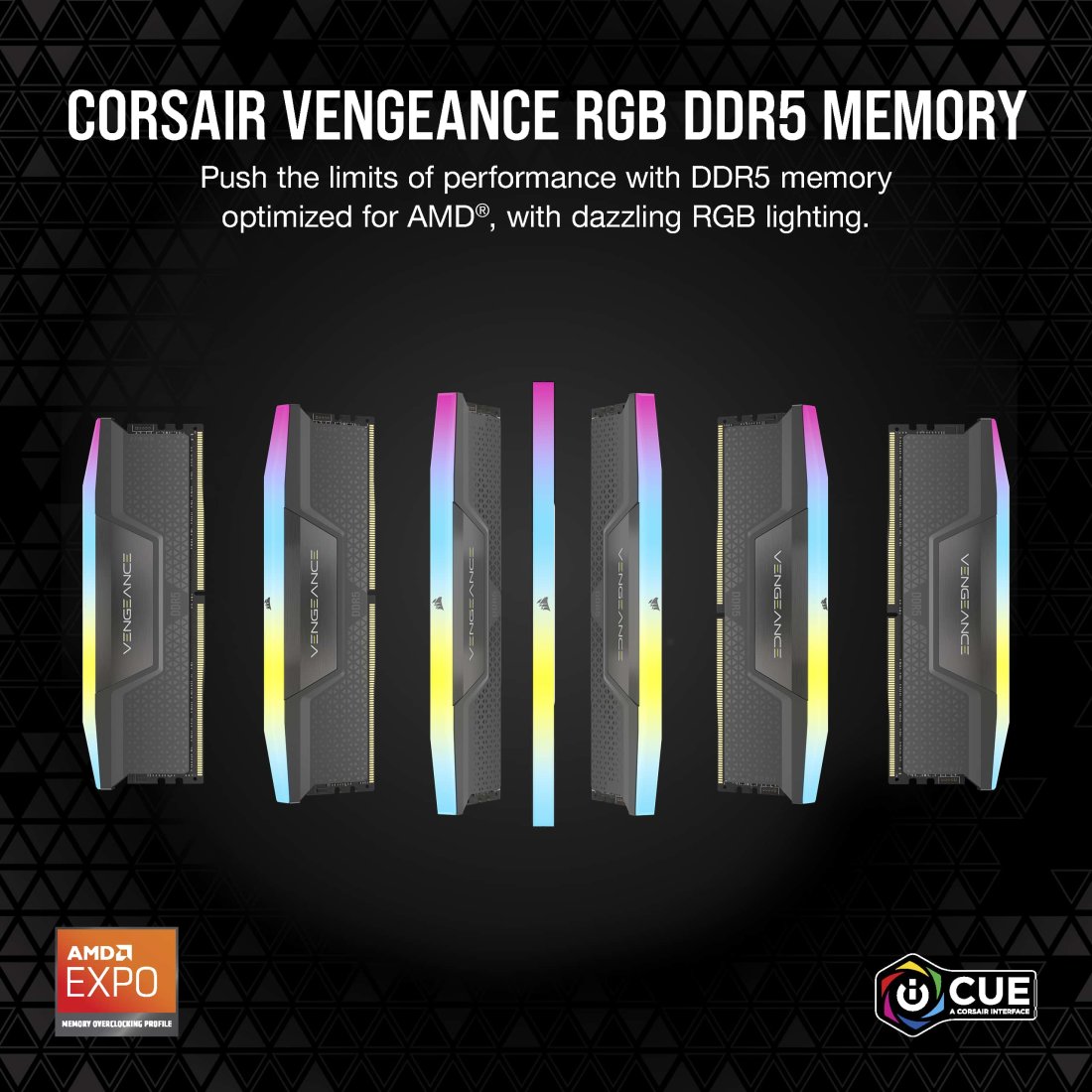 VENGEANCE® RGB 64GB (2x32GB) DDR5 DRAM 5600MT/s CL40 AMD EXPO & Intel XMP Memory Kit