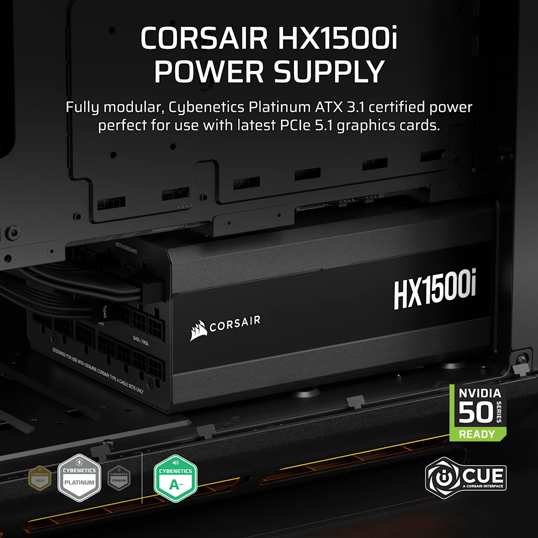 HX1500i Fully Modular Ultra-Low Noise Platinum ATX 1500 Watt PC Power Supply (IN)