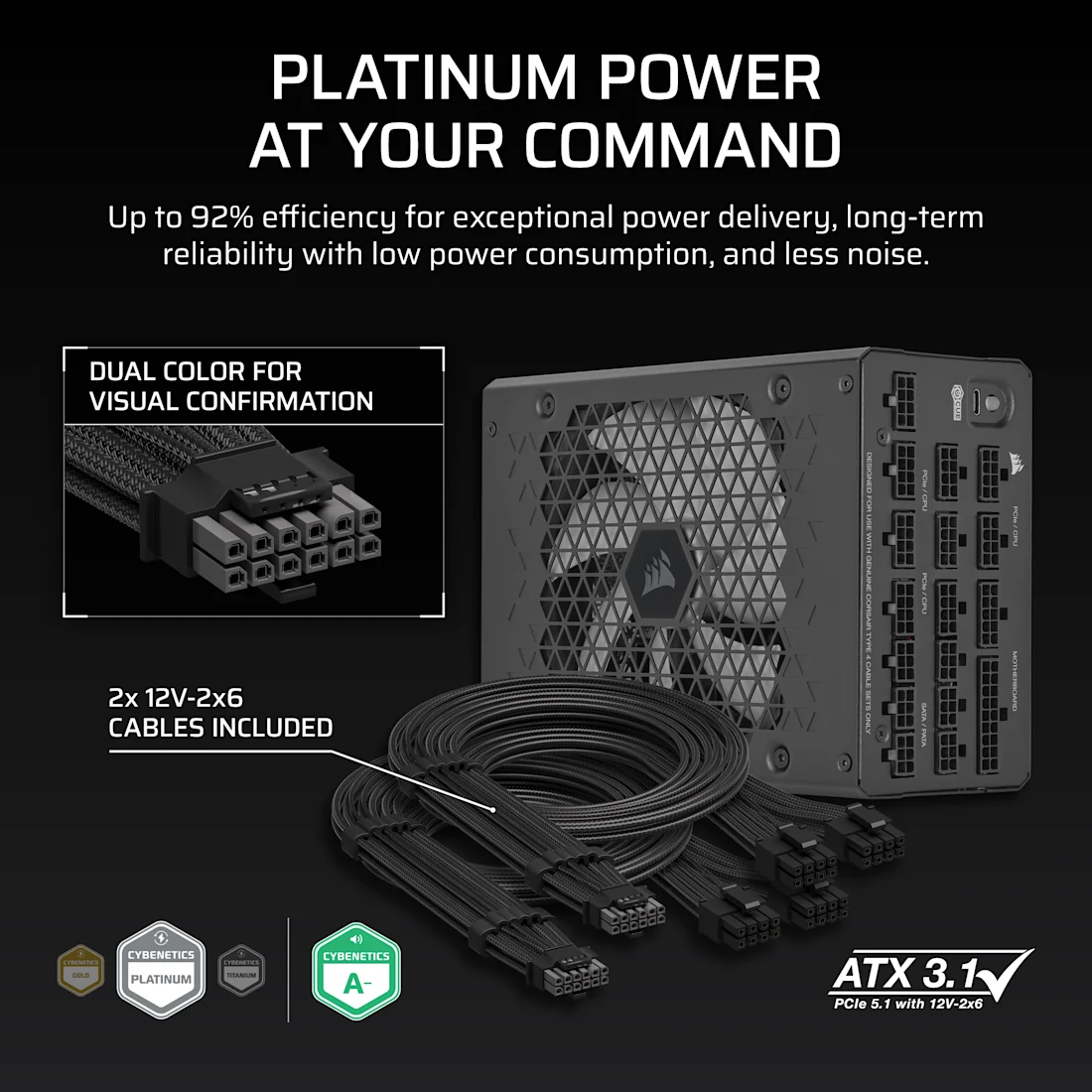 HX1500i Fully Modular Ultra-Low Noise Platinum ATX 1500 Watt PC Power Supply (IN)
