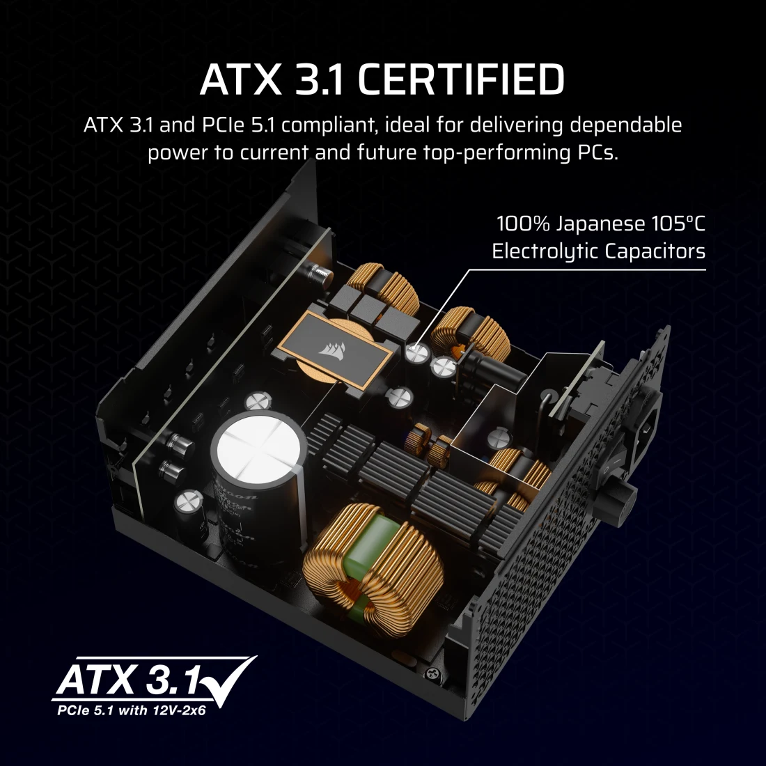 Corsair RM750x 750 Watt Cybenetics ATX Fully Modular Power Supply - ATX 3.1 Compatible - Thumbnail 3