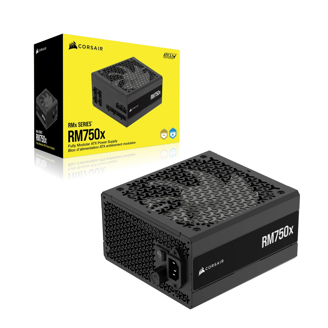 Corsair RM750x 750 Watt Cybenetics ATX Fully Modular Power Supply - ATX 3.1 Compatible