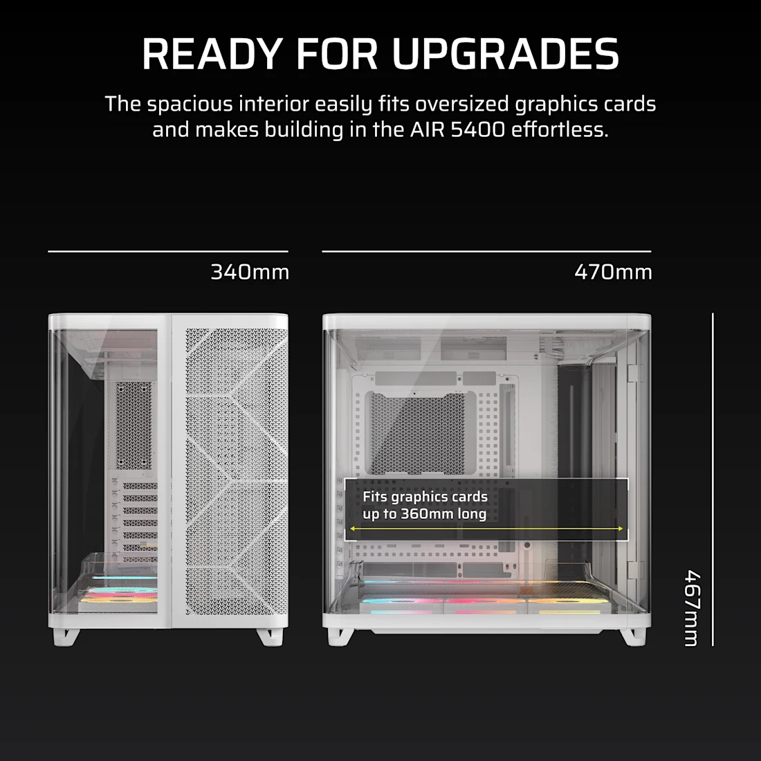 Corsair AIR 5400 LX-R RGB iCUE LINK Triple Chamber Mid-Tower PC Case - Thumbnail 5