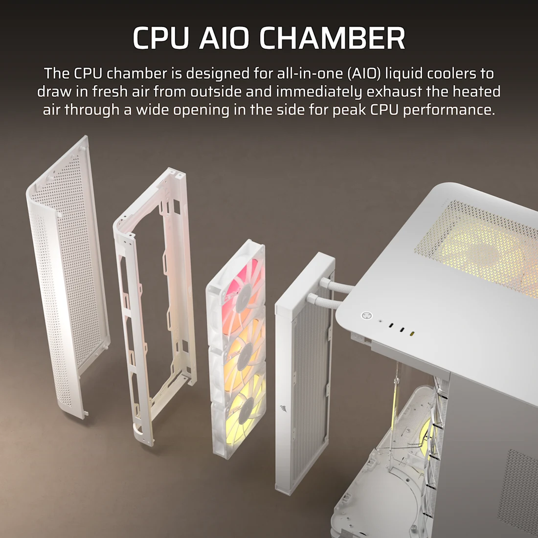 AIR 5400 RS-R ARGB Triple Chamber Mid-Tower PC Case - White
