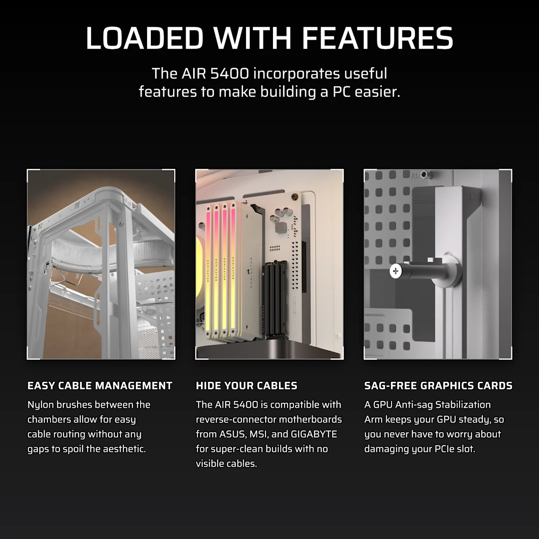AIR 5400 RS-R ARGB Triple Chamber Mid-Tower PC Case - White