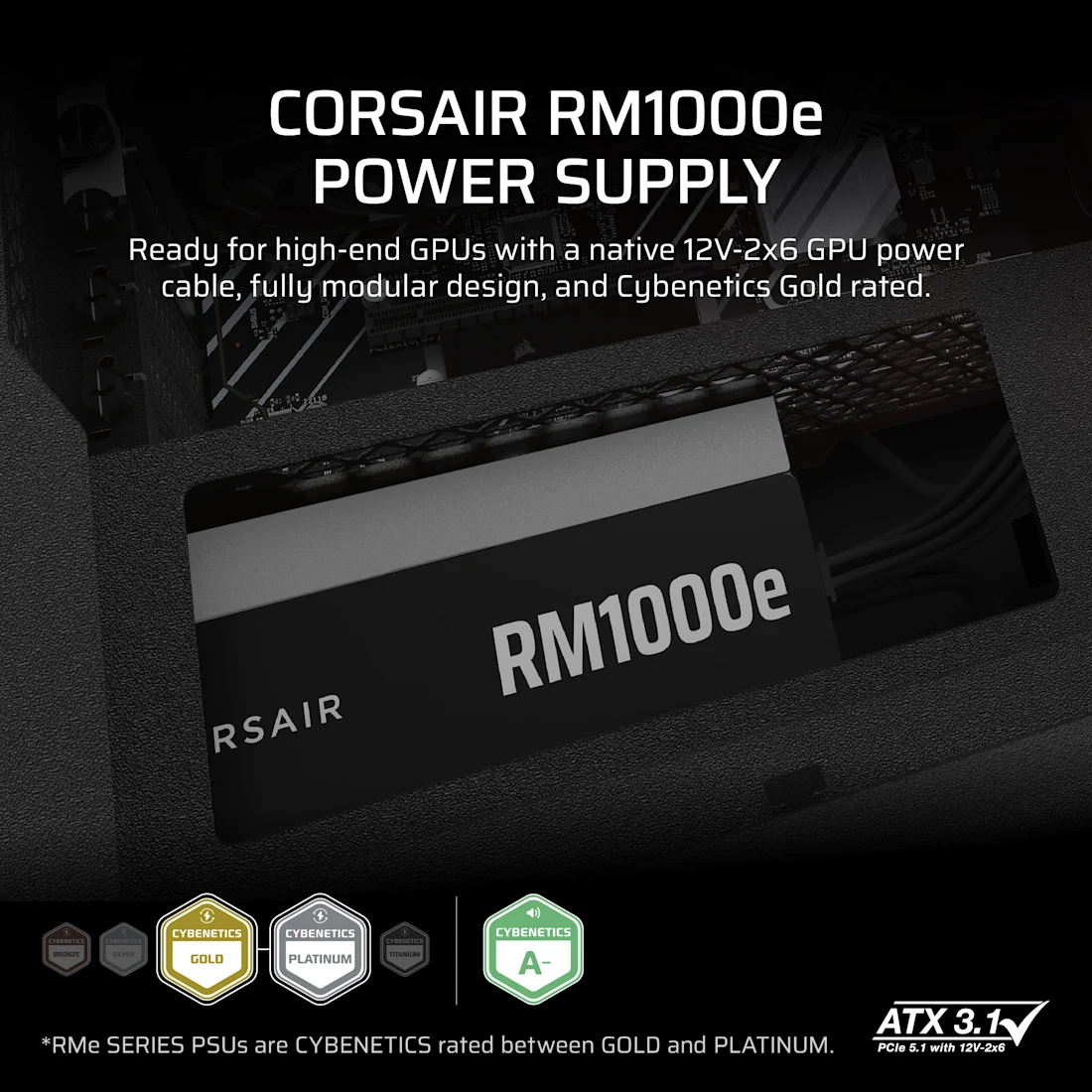 RMe Series RM1000e Fully Modular Low-Noise ATX Power Supply (IN)