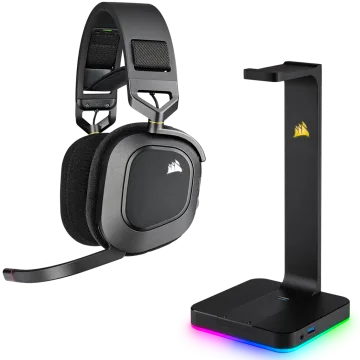 Corsair RGB Headset Bundle - HS80 RGB Wireless Headset and RGB Headset Stand