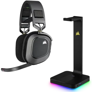 Corsair RGB Headset Bundle - HS80 RGB Wireless Headset and RGB Headset Stand