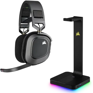 Corsair RGB Headset Bundle - HS80 RGB Wireless Headset and RGB Headset Stand