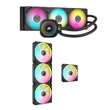 iCUE LINK Titan 360 RGB CPU Cooler and LX120 RGB Quadruple Fan Bundle