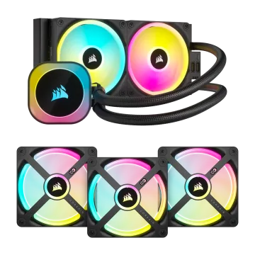 iCUE LINK H100i AIO Cooler - Black and QX120 Triple Fan Kit Bundle
