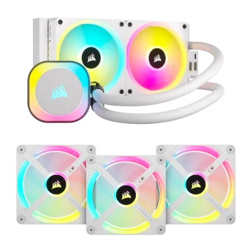 iCUE LINK H100i AIO Cooler White and QX120 Triple Fan Kit Bundle