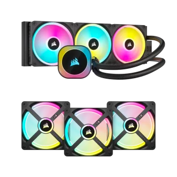 iCUE LINK H150i AIO Cooler - Black and QX120 Triple Fan Kit Bundle