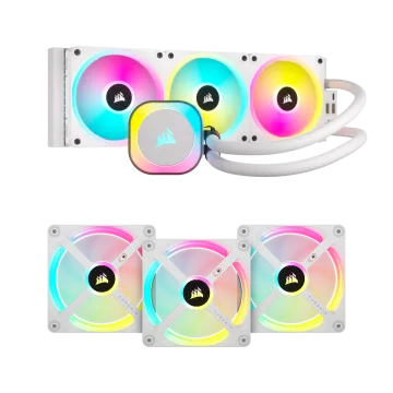 iCUE LINK H150i AIO Cooler - White and QX120 Triple Fan Kit Bundle