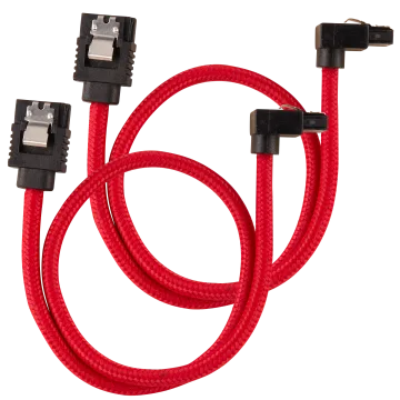 Premium Sleeved SATA 6Gbps 30cm 90° Connector Cable — Red