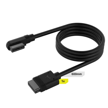 iCUE LINK Cable, 1x 600mm with Straight/Slim 90° connectors, Black