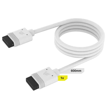 iCUE LINK-Kabel 1 × 600°mm mit geraden Anschlüssen, Weiß