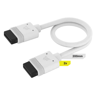 iCUE LINK-Kabel 2 × 200°mm mit geraden Anschlüssen, Weiß