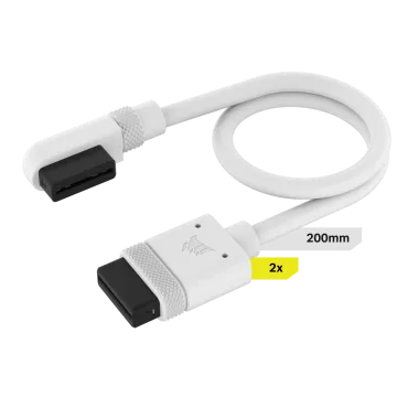 iCUE LINK Cable, 2x 200mm with Straight/Slim 90° connectors, White