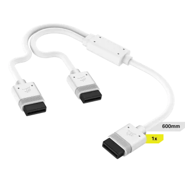 iCUE LINK-Kabel 1 × 600°mm Y-Kabel mit geraden Anschlüssen, Weiß