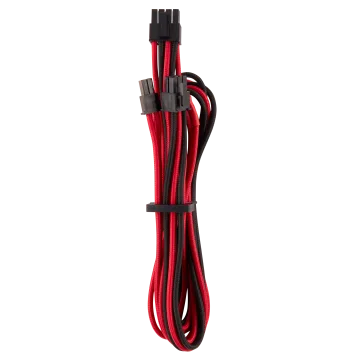 Premium Individually Sleeved PCIe Cables (Single Connector) Type 4 Gen 4 – Red/Black