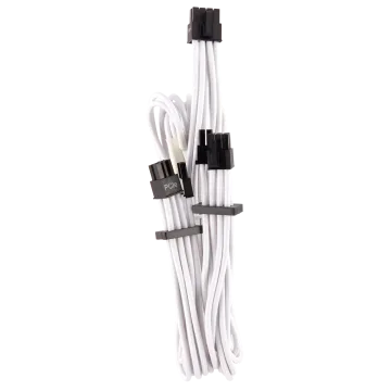 Premium Individually Sleeved PCIe Cables (Dual Connector) Type 4 Gen 4 – White