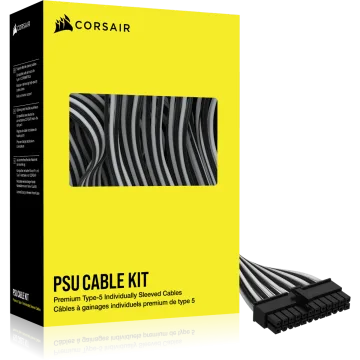Premium Individually Sleeved Type-5 PSU Cables Starter Kit, White/Black