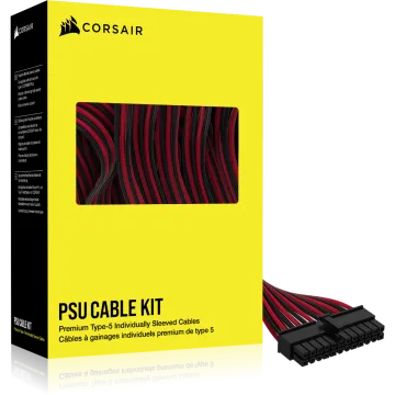 Premium Individually Sleeved Type-5 PSU Cables Starter Kit, Red/Black
