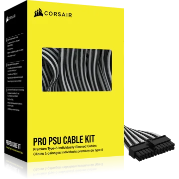 Premium Individually Sleeved Type-5 PSU Cables Pro Kit, White/Black