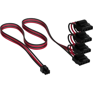 Premium Individually Sleeved Peripheral Power (Molex-style) Cable (4 connectors) Type 5 Gen 5, Red/Black