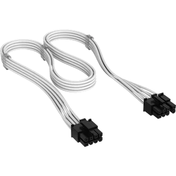 Elite Premium Individually Sleeved PCIe Cable 8-pin (6+2 Split) Cable Type 4 - White