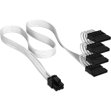 Elite Premium Individually Sleeved SATA Power Cable (4 connectors) Type 4 - White