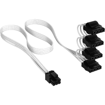 Elite Premium Individually Sleeved Peripheral Power Cable (4 connectors) Type 4 - White