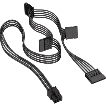 Corsair Type-4 Debossed SATA Power Connector (4 Straight Connectors) Cable, 850mm, Black