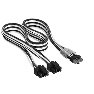 Elite Premium Individually Sleeved, 2x 8-Pin to PCIe 12V-2x6 600W Cable, Type 4 - Black/White