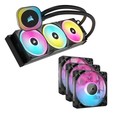 iCUE LINK H150i RGB Cooler - Black and RX120 RGB Triple Start Kit Bundle