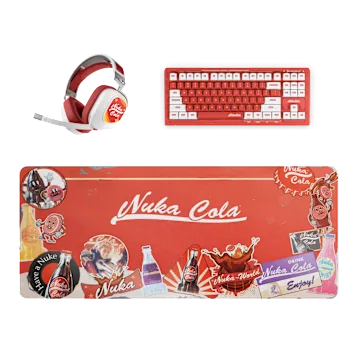 Nuka-Cola™ HS80 RGB Wireless Headset, CSTM80 Keyboard, and Desk Mat Gaming Bundle