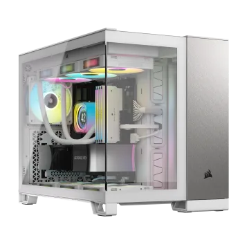 2500X Micro ATX Dual Chamber PC Case - White/Satin Gray Aluminum