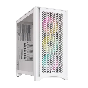 iCUE 4000D RGB AIRFLOW Mid-Tower Case, True White - 3x AF120 RGB ELITE White Fans - iCUE Lighting Node PRO Controller - High-airflow Design