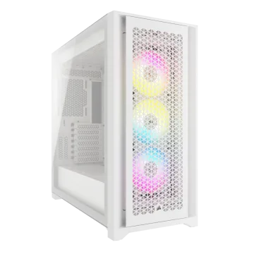 Gabinete Mid-Tower iCUE 5000D RGB AIRFLOW, branco absoluto - 3 ventoinhas AF120 RGB ELITE - controlador iCUE Lighting Node PRO - design para alto fluxo de ar