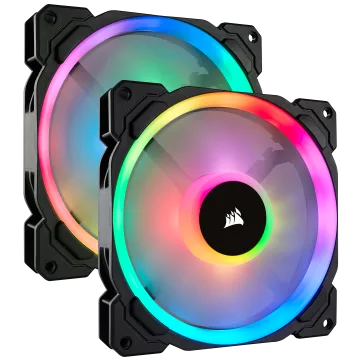 LL140 RGB 140mm Dual Light Loop RGB LED PWM Fan — 2 Fan Pack with Lighting Node PRO