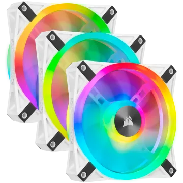 iCUE QL120 RGB 120mm PWM White Fan — Triple Fan Kit with Lighting Node CORE