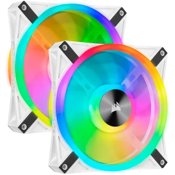 iCUE QL140 RGB 140mm PWM White Fan — Dual Fan Kit with Lighting Node CORE