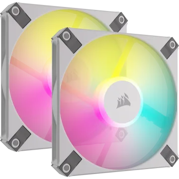iCUE AF120 RGB SLIM 120mm PWM Fluid Dynamic Bearing Fan — White Twin Pack