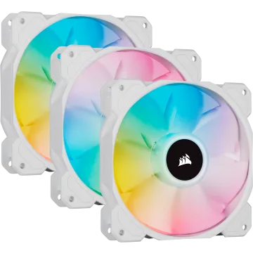 iCUE SP120 RGB ELITE Performance 120mm White PWM Fan — Triple Pack with Lighting Node CORE