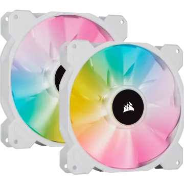 iCUE SP140 RGB ELITE Performance 140mm White PWM Fan — Dual Fan Kit with Lighting Node CORE