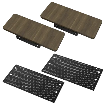 Platform:6 Desk - Desk Extensions and Side Pegboards Kit, Wood, Dark Walnut Stain