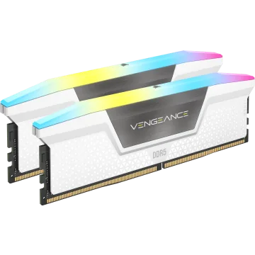 VENGEANCE® RGB 32GB (2x16GB) DDR5 DRAM 6400MT/s CL32 AMD EXPO & Intel XMP Memory Kit — White