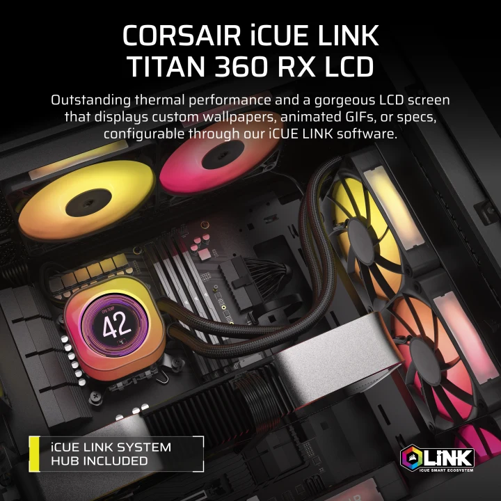iCUE LINK TITAN 360 RX LCD Liquid CPU Cooler