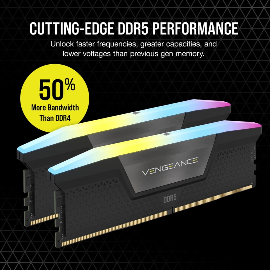 VENGEANCE® RGB 48GB (2x24GB) DDR5 DRAM 5600MT/s CL40 Memory Kit — Black