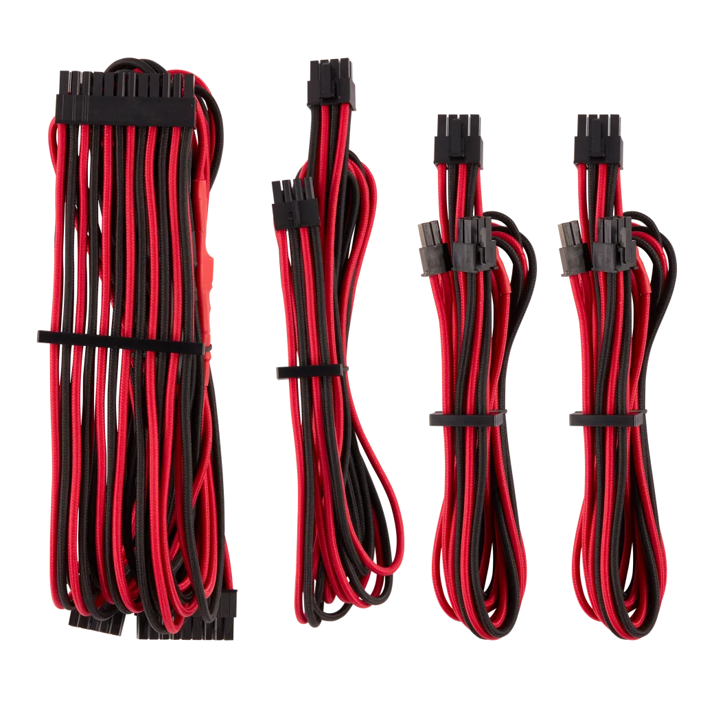 Premium Individually Sleeved PSU Cables Starter Kit Type 4 Gen 4 – Red/Black